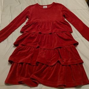 Hanna Andersson red velvet tiered dress
